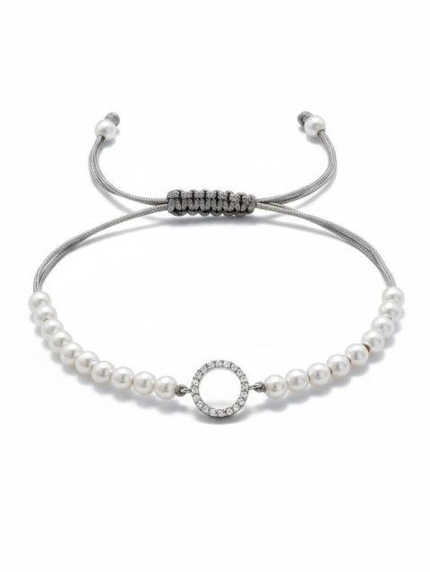 Bransoletka Na Sznurku Z Perełkami I Cyrkoniami