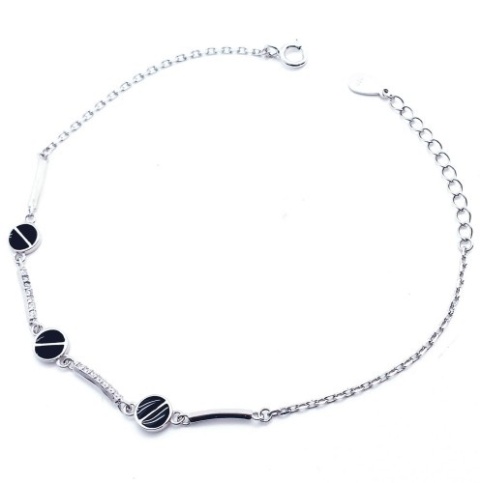 Bransoletka Z Cyrkonią I Czarnymi Akcentami 20cm