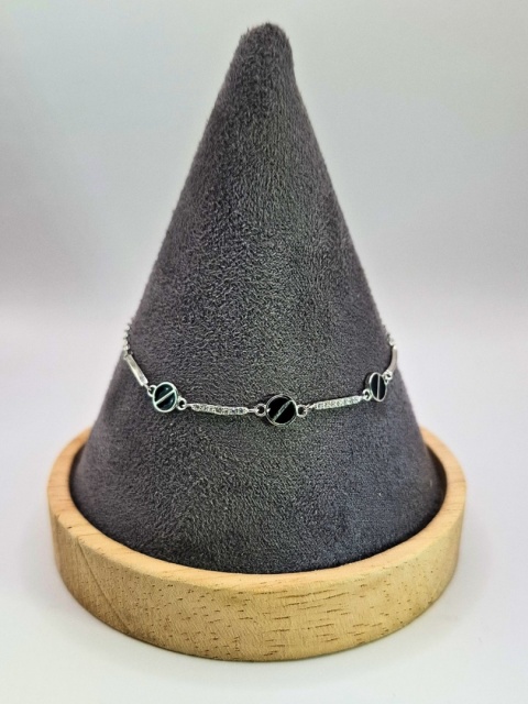 Bransoletka Z Cyrkonią I Czarnymi Akcentami 20cm