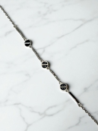 Bransoletka Z Cyrkonią I Czarnymi Akcentami 20cm