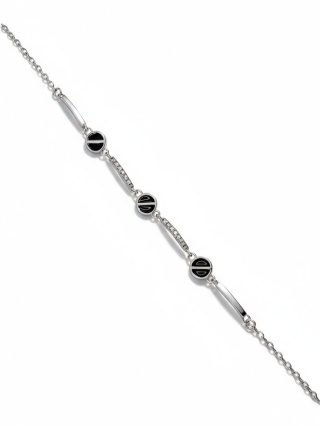 Bransoletka Z Cyrkonią I Czarnymi Akcentami 20cm