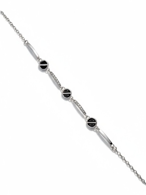 Bransoletka Z Cyrkonią I Czarnymi Akcentami 20cm