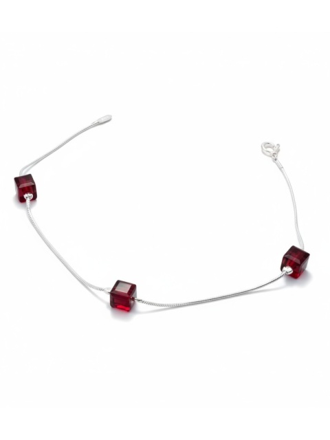 Bransoletka Z Czerwonymi Kryształkami 19cm