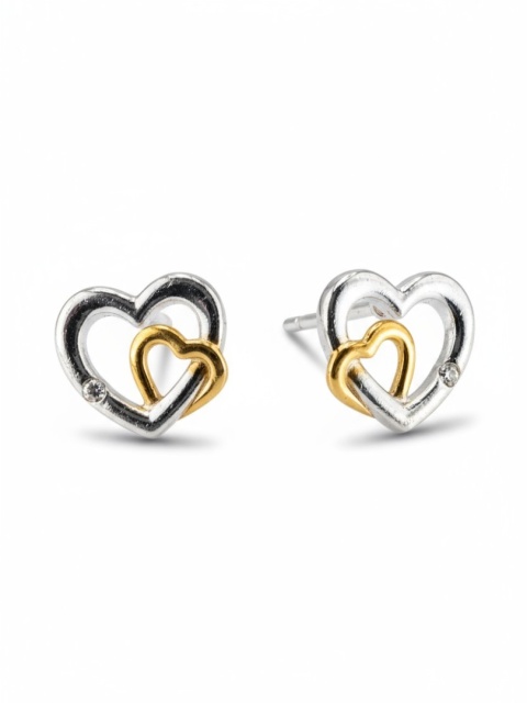 Kolczyki Dwa Serca Z Cyrkonią