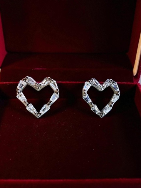 Kolczyki Sztyfty Serca Z Cyrkonią 0,9cm