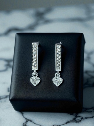 Kolczyki Sztyfty Serce Z Cyrkonią
