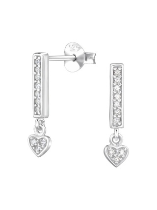 Kolczyki Sztyfty Serce Z Cyrkonią