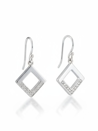 Kolczyki Wiszące Kwadrat Z Cyrkonią
