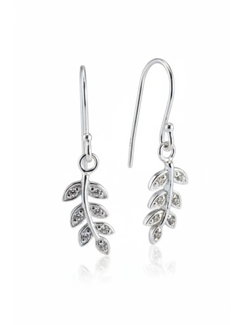 Kolczyki Wiszące Listki Z Cyrkonią
