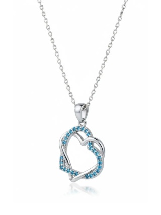 Naszyjnik Dwa Serca Z Cyrkonią