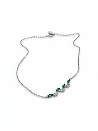 Naszyjnik Listki Z Cyrkonią 45cm