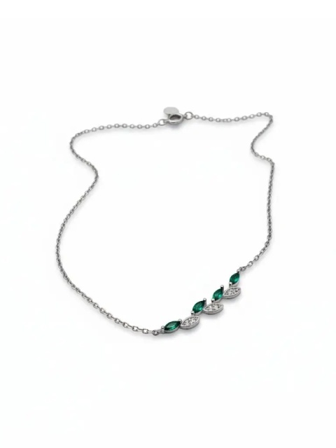 Naszyjnik Listki Z Cyrkonią 45cm