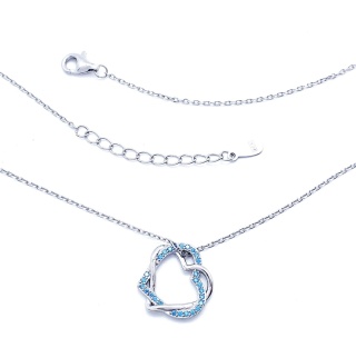 Naszyjnik Dwa Serca Z Cyrkonią