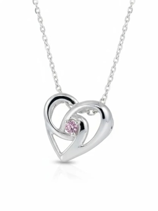 Naszyjnik Serce Z Różową Cyrkonią