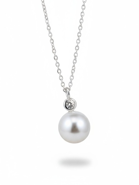 Naszyjnik Z Cyrkonią I Perłą