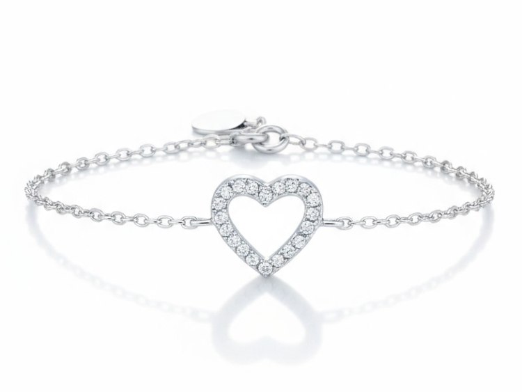 bransoletka serce z cyrkoniami